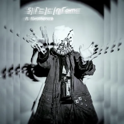 The Stratachrome cover: a masked figure in a long coat holding up both hands